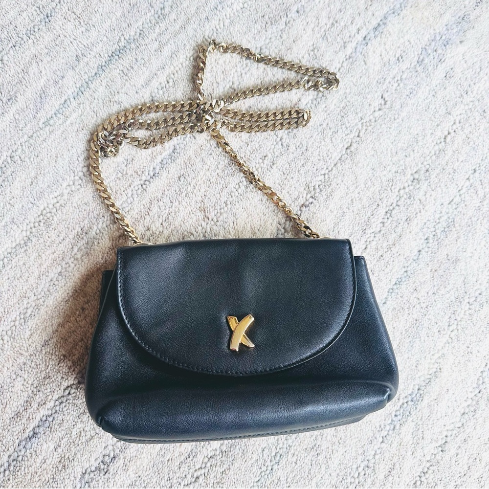 Paloma Picasso Crossbody Bag Black Leather Gold Chain Strap - Picture 2 of 12
